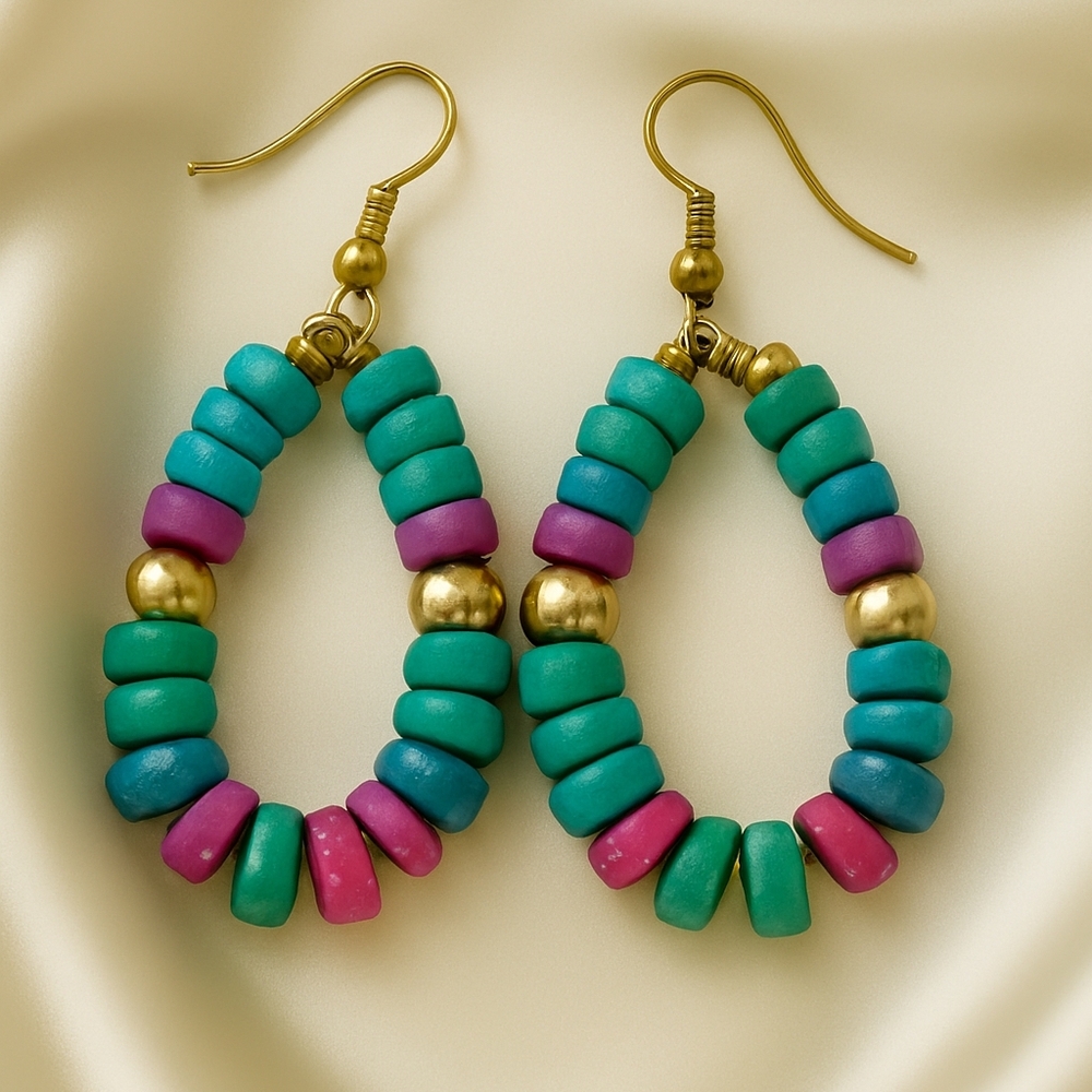 Turquoise & Magenta Beaded Hoop Earrings – Luxe Artisan Women’s Fashion Jewelry